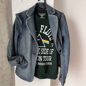 Dish Denim Blazer Jacket Women’s Fitted Jean Jacket Single Button Sz 6